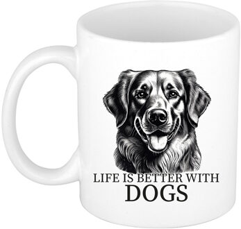 Bellatio Decorations Cadeau mok voor honden liefhebbers - Golden Retriever - wit - keramiek - 300 ml