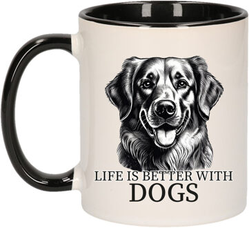 Bellatio Decorations Cadeau mok voor honden liefhebbers - Golden Retriever - zwart - keramiek - 300 ml