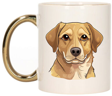 Bellatio Decorations Cadeau mok voor honden liefhebbers - Labrador Retriever - goud - Cartoon - keramiek - 300 ml