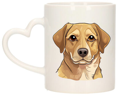 Bellatio Decorations Cadeau mok voor honden liefhebbers - Labrador Retriever - hartje - Cartoon - keramiek - 300 ml