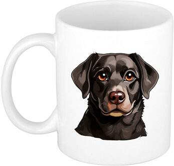 Bellatio Decorations Cadeau mok voor honden liefhebbers - Labrador Retriever hond - zwart - Cartoon - keramiek - 300 ml