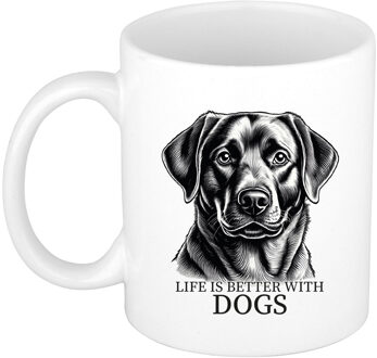 Bellatio Decorations Cadeau mok voor honden liefhebbers - Labrador Retriever - wit - keramiek - 300 ml