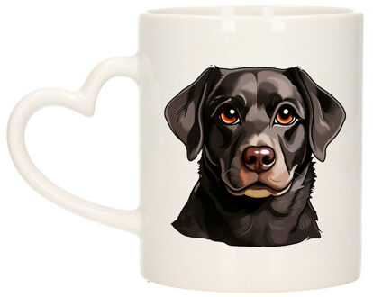Bellatio Decorations Cadeau mok voor honden liefhebbers - Labrador Retriever zwart - hartje - Cartoon - 300 ml