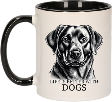 Bellatio Decorations Cadeau mok voor honden liefhebbers - Labrador Retriever - zwart - keramiek - 300 ml