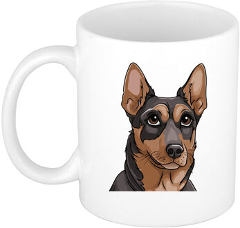 Bellatio Decorations Cadeau mok voor honden liefhebbers - Mechelse herdershond - Cartoon tekening - keramiek - 300 ml
