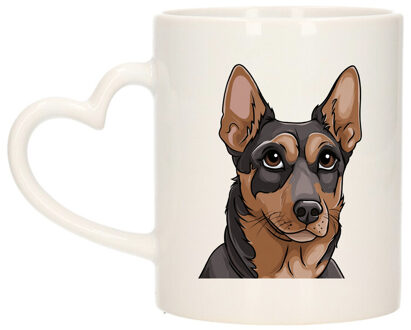Bellatio Decorations Cadeau mok voor honden liefhebbers - Mechelse Herdershond - hartje - Cartoon - keramiek - 300 ml