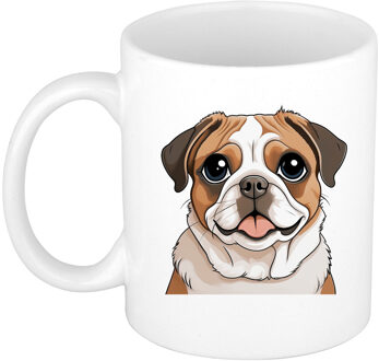 Bellatio Decorations Cadeau mok voor honden liefhebbers - Mopshondje - Cartoon tekening - keramiek - 300 ml