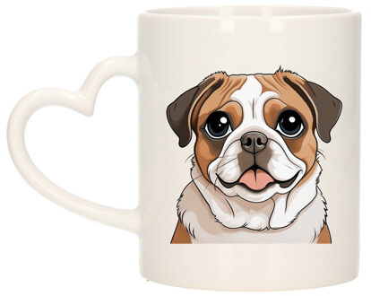 Bellatio Decorations Cadeau mok voor honden liefhebbers - Mopshondje - hartje - Cartoon - keramiek - 300 ml