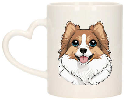 Bellatio Decorations Cadeau mok voor honden liefhebbers - Pomeriaan - hartje - Cartoon - keramiek - 300 ml