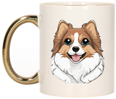 Bellatio Decorations Cadeau mok voor honden liefhebbers - Pommeriaan - goud - Cartoon - keramiek - 300 ml