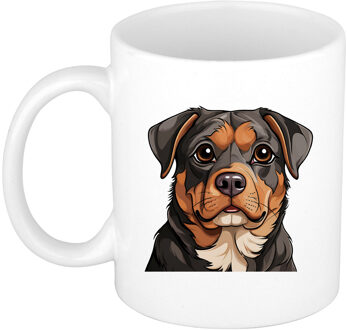 Bellatio Decorations Cadeau mok voor honden liefhebbers - Rotweiler - Cartoon tekening - keramiek - 300 ml