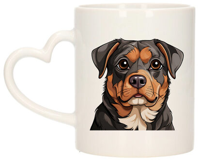 Bellatio Decorations Cadeau mok voor honden liefhebbers - Rotweiler - hartje - Cartoon - keramiek - 300 ml