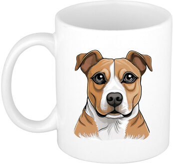 Bellatio Decorations Cadeau mok voor honden liefhebbers - Stafordshire Bull terrier - Cartoon tekening - keramiek - 300 m