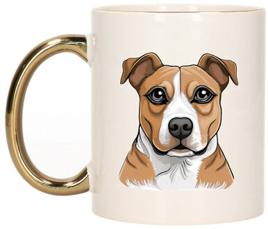 Bellatio Decorations Cadeau mok voor honden liefhebbers - Stafordshire Bull terrier - Cartoon tekening - keramiek - 300 m