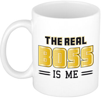 Bellatio Decorations Cadeau mok voor je baas - goud - grappig - keramiek - 300 ml - boss