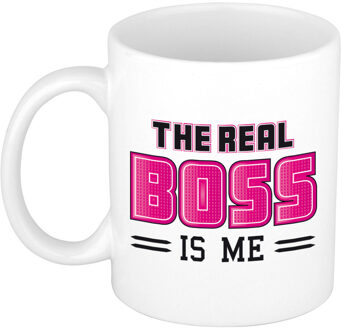 Bellatio Decorations Cadeau mok voor je baas - roze - grappig - keramiek - 300 ml - boss - feest mokken