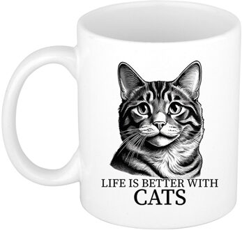 Bellatio Decorations Cadeau mok voor katten liefhebbers - American Curl - wit - keramiek - 300 ml