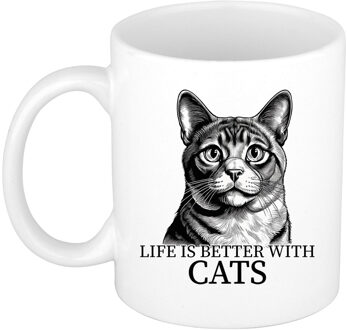 Bellatio Decorations Cadeau mok voor katten liefhebbers - Muchkin - wit - keramiek - 300 ml