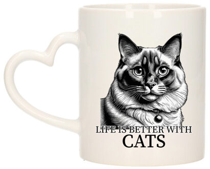 Bellatio Decorations Cadeau mok voor katten liefhebbers - Ragdoll - hartjes oor - keramiek - 300 ml