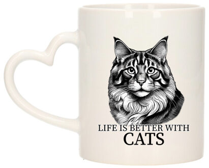 Bellatio Decorations Cadeau mok voor katten liefhebbers - Siberische Boskat - hartjes oor - keramiek - 300 ml