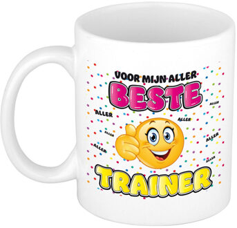 Bellatio Decorations cadeau mok voor trainer - grappig - keramiek - 300 ml - beste trainer - feest mokken Roze