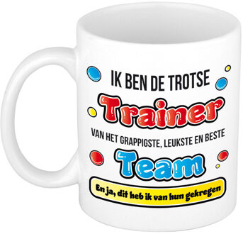 Bellatio Decorations cadeau mok voor trainer - grappig - keramiek - 300 ml - feest mokken Rood