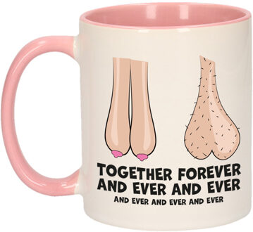 Bellatio Decorations Cadeau mok voor trouw jubileum - together forever and ever - roze - keramiek - 300 ml