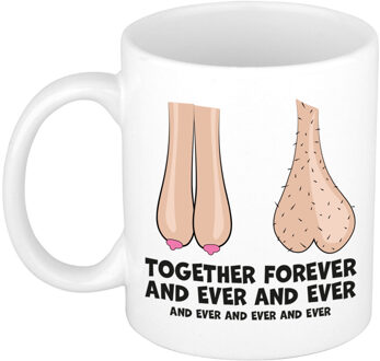 Bellatio Decorations Cadeau mok voor trouw jubileum - together forever and ever - wit - keramiek - 300 ml Multi