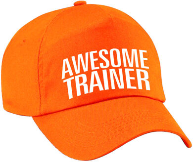 Bellatio Decorations cadeau pet/cap voor volwassenen - Awesome Trainer - oranje - geweldige trainer