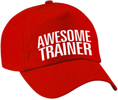 Bellatio Decorations cadeau pet/cap voor volwassenen - Awesome Trainer - rood - geweldige trainer