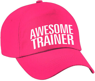 Bellatio Decorations Cadeau pet/cap voor volwassenen - Awesome Trainer - roze - geweldige trainer