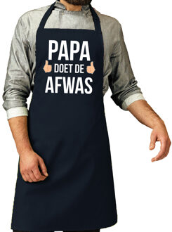 Bellatio Decorations Cadeau schort navy papa doet de afwas voor heren - Feestschorten Blauw