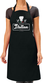 Bellatio Decorations Cadeau schort voor dames - Chef Italian food - zwart - keukenschort - keukenprinses - Moederdag