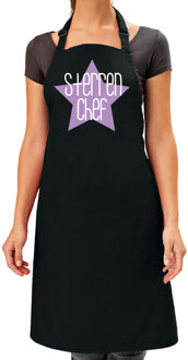 Bellatio Decorations Cadeau schort voor dames - sterren chef - paars - keukenschort - barbecue - keukenprinses