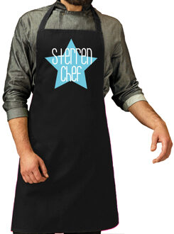 Bellatio Decorations Cadeau schort voor heren - sterren chef - blauw - keukenschort - barbecue - keukenprins