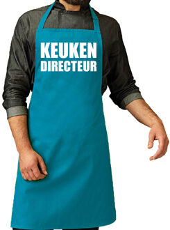 Bellatio Decorations Cadeau schort voor volwassenen - keuken directeur - blauw - keukenschort - verjaardag Turquoise