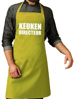 Bellatio Decorations Cadeau schort voor volwassenen - keuken directeur - lime groen - keukenschort - verjaardag