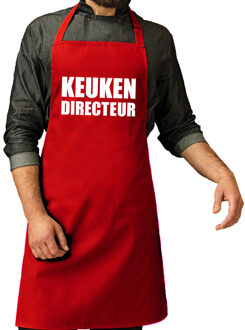 Bellatio Decorations Cadeau schort voor volwassenen - keuken directeur - rood - keukenschort - verjaardag