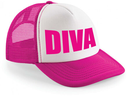 Bellatio Decorations cadeau snapback/cap - Diva - roze/wit - pet - dames - foute party - Verkleedhoofddeksels