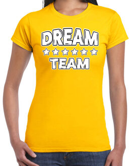 Bellatio Decorations Cadeau Sport T-shirt dames - Dream Team - geel - Team Building - sportkleding voor dames
