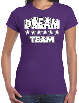 Bellatio Decorations Cadeau Sport T-shirt dames - Dream Team - paars - Team Building - sportkleding voor dames XS
