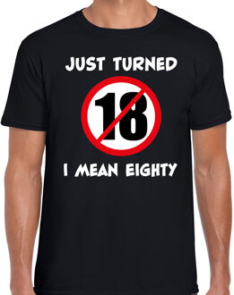 Bellatio Decorations Cadeau t-shirt - 18 jaar - zwart - Just turned 18 - 80e verjaardag shirt - heren M