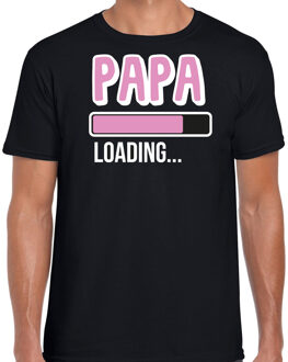 Bellatio Decorations Cadeau t-shirt aanstaande papa - papa loading - zwart/roze- heren - Vaderdag/verjaardag