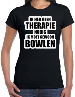 Bellatio Decorations Cadeau t-shirt bowlen zwart dames - Geen therapie nodig ik moet gewoon bowlen - Hobby shirts S