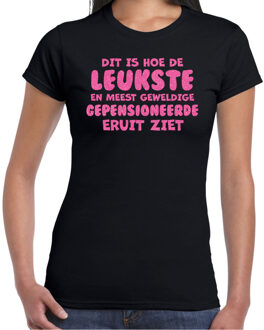 Bellatio Decorations Cadeau T-shirt dames - pensioen - leukste collega - zwart - glitter roze - afscheid XL