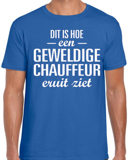 Bellatio Decorations Cadeau T-shirt heren - blauw - dit is hoe een geweldige chauffeur eruit ziet - beroep