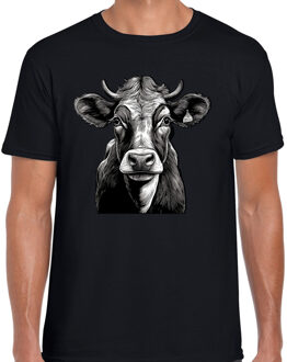 Bellatio Decorations Cadeau T-shirt heren - boerderijdieren liefhebber - zwart - koe