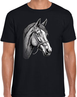 Bellatio Decorations Cadeau T-shirt heren - boerderijdieren liefhebber - zwart - paard 2XL