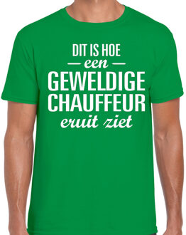 Bellatio Decorations Cadeau T-shirt heren - groen - dit is hoe een geweldige chauffeur eruit ziet - beroep 2XL