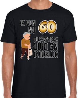 Bellatio Decorations Cadeau T-shirt heren - leeftijd 60 jaar - zwart - luid en duidelijk - verjaardagsfeest S